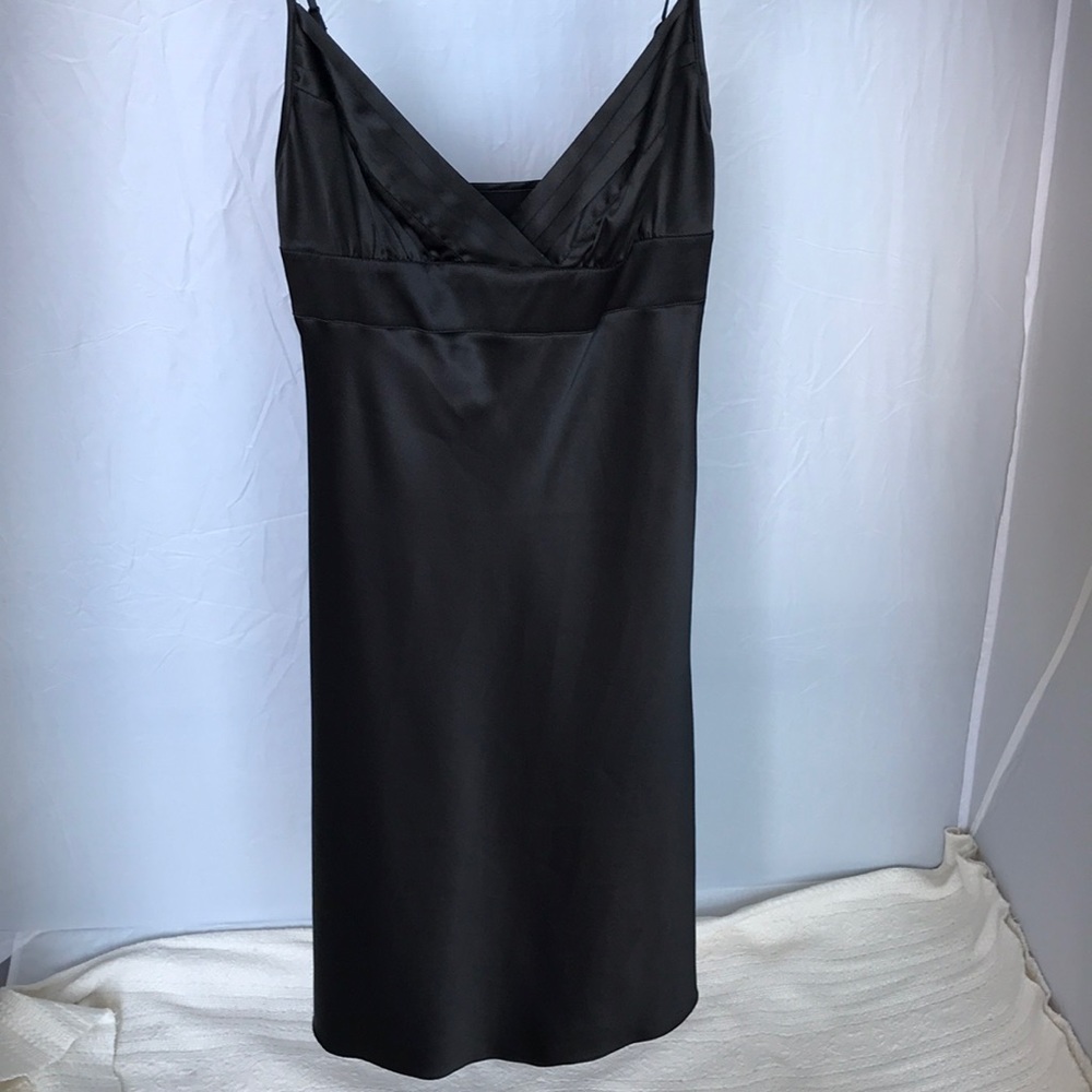 Slip dress black with pleating detail